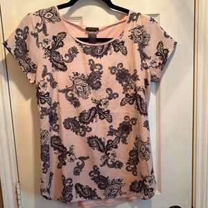 Ann Taylor Factory Blush and Black Paisley Top